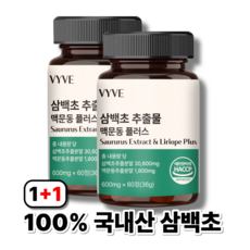 바이브 삼백초 추출물 맥문동 플러스 100% 정품 haccp, 2개, 60정