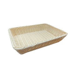 仿籐編 手工編織 桌面 多功能收納盤 (米) 中35*25*7CM, 1個, 編織收納盤 (米) 中35*25*7CM