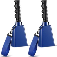 Boao 손목 스트랩이 있는 22.9cm(9인치) 카우벨 2개 스포츠 이벤트용 소음 메이커 손잡이가 시끄러운 핸드 벨 졸업 축구 게임 파티 농장 차임 타악기 악기, 블루