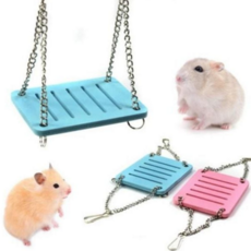 햄스터 그네 소동물 나무 흔들 햄스터 장난감 쉼터 액세서리 반려동물 작은, 핑크 DC004497, 1개