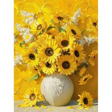 뉴타임즈 보석 자수 캔버스 액자 포함 40X50cm 수공예 애호가 고급스러운 선물 가정 장식품 DIY 다이아몬드 그림 반짝이는 예술품, 1개, 해바라기 00518