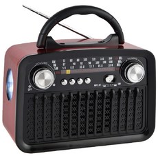 便攜式復古風登山藍芽收音機 (附手電筒), 紅色