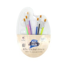 10칸 팔레트 컬러 붓 6종 세트 키즈 유치원 초등생 취미반 미술 준비물