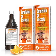 Emulsión de Escocia 대구 간유 복합체 비타민 A D E B1 함유 - 면역 지원 및 뼈 건강을 위한 천연 오렌지 맛 식이 보충제 필수 오메가 3 피쉬