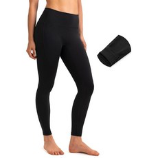 Colorfulkoala 여성용 플리스 안감 레깅스 67.3cm(26.5인치) 보온 겨울용 따뜻한 앞면 솔기 없는 요가 팬츠 추운 날씨용 주머니 포함 다크 재스퍼 L_145