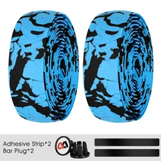 WEST BIKING 자전거 핸들바 테이프 EVA PU 바 부드러운 사이클링 댐핑 2 플러그 로드 바이크 미끄럼 방, 01 China Mainland, 09 051 Black blue