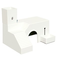 bld倉鼠平台多功能造景組，含倉鼠窩、食盆、水樽、玩具、爬梯及睡窩, 1個, 1組, 白色