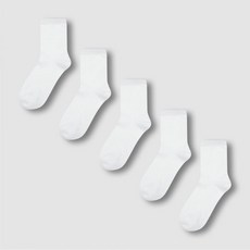 [JAJU] 자주 여 코튼 중목 양말 5족_화이트