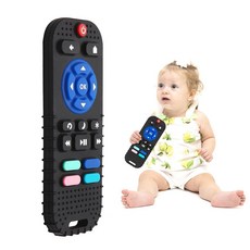 Hooku 0-6개월 아기를 위한 실리콘 치발기 장난감 6-12개월 아기를 위한 치발기 아기를 위한 원격 치발기 아기를 위한 감각 장난감 아기 츄 장난감, 블랙