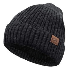 FYBW 오버사이즈 XXL 비니 모자 빅 헤드용 59.9-65cm23.6-25.6인치 두껍고 따뜻한 플, 블랙-그레이