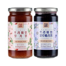 초록원 과일함량 60% 과일잼 2종 SET (딸기잼+블루베리잼) (소비기한 2026.04.22 까지), 2개, 380g