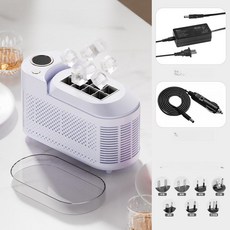 제빙기 식당 카페 얼음 아이스 가정용 대용량 기계 사무실 업소용, 타로퍼플 표준전원12V+차량용전원케이블