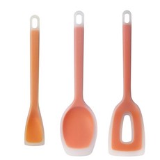 am 실리콘 투톤 조리도구 3종 세트 미니스푼/볶음주걱/뒤집개 세트 알뜰주걱 스패츄라 스파츌라 13710 13800, 1세트, 오렌지, 3종세트(미니주걱,일반주걱,뒤집개)