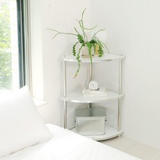 상도가구 어반크롬 양면 코너 선반 350 코너장 장식장 진열장, 화이트+월넛