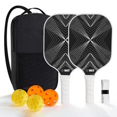 Quatma 피클볼 라켓 세트 Pickleball, 1세트, 블랙 & 화이트 믹스