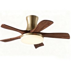 HC77A 古銅色胡桃木吸頂款吊扇, HC77A古銅+胡桃木色五葉(吸頂款)手機APP+變頻遙控+無極調光