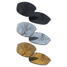 ToughAsNails 오클리 OO9144 하프 재킷 2.0 팩-BSB6용 편광 교체 렌즈 3쌍 307810, Black & Silver Chrome & Bronze, Black & Silver Chrome & Bronze