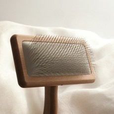 도토리ZIP 프리미엄 원목슬리커 우드빗 엉킨털관리 강아지 고양이 빗, 소형, 1개