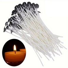 100PCS 30PCS 무연 용품에 코튼 DIY 순수 만들기 파티 간장 WAXED 코어 촛불, WHITE