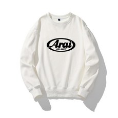 모터사이클 헬멧 커플 긴팔 상의 가을용 남녀공용 라운드넥, 1개, 화이트