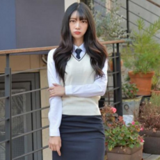교복조끼 블랙라인 GBM 보풀방지 아이보리 교복_WD8A9C0