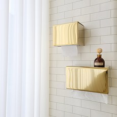 光澤金色不鏽鋼衛生紙盒擦手紙分配器黏貼式衛生紙架壁掛式無孔, 1個