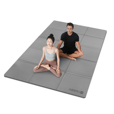 유렌 특대형 TPE 접이식 요가매트 10mm 폴딩 홈트매트 2인용 필라테스 운동매트, 1개, 라이트그레이