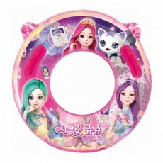 시크릿쥬쥬 손잡이 튜브 75 8세~13세이하 여아바캉스 안전 물놀이, 핑크, 1개