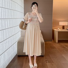 임산부결혼식원피스 하객룩 임신초기옷 키큰 베이지 태교여행룩 키작맘임부복