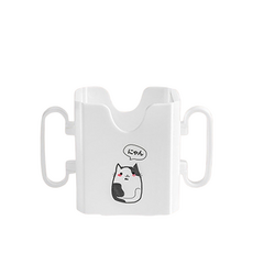 兒童果汁神器保久乳杯架，折疊防灑飲料杯架，寶寶輔助牛奶杯架, 純白色 貓貓, 1個