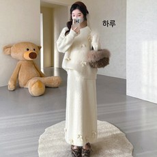 임산부 겨울 빅사이즈 세트 니트 투피스 패션 루즈핏 트레이닝 여성