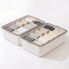FODOSS 속옷 정리함 가정용 양말 속옷 정리함, 2개, 흰색10칸