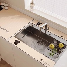 廚房吸水墊 水龍頭擋水條 瀝水墊 檯面吸水墊, 1個, 暴力熊黑色【硅藻泥瀝水墊】,10x90+10x90+40x60cm