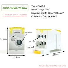 호환 레일 타입 퀵 와이어 케이블 커넥터 UKK 시리즈 80A 125A 160A 스플라이스 와이어링 터미널 블록 나, 04 UK-125A-Y