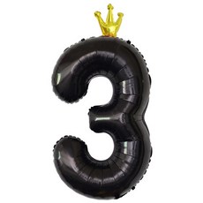 이벤트홀릭 초대형 왕관 숫자은박풍선, 블랙 3