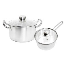 TOP-CHEF 頂尖廚師 IH爐鍋 德式風華 不鏽鋼湯鍋 單柄湯鍋 無塗層鍋, 不鏽鋼色, 1套, 雙鍋組