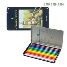 로렌하임 문화 넥스프로 수채색연필 12색 틴케이스 미술전문가용 세트 일러스트색연필