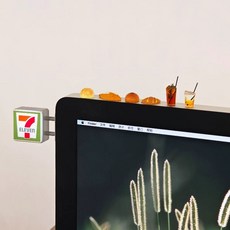 치유 램프 브랜드 장식품 작업은 장식 데스크탑 액세서리 유물을 화면 모니터 안정시킵니다., 1, O. 간판 + 음료 2잔 + 빵 4개