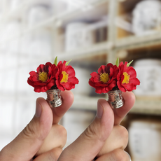 쥬얼포레 소중한분께 납골당 봉안당 꾸미는 추모장식 미니어쳐 미니 red 플라워 꽃병 납골당꽃 상 상차림 추석 설날 추모 기억 명절 성불 부처 성묘 성묘꽃 mini, 빨강색