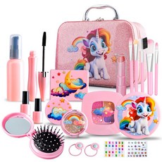 핑크 포니걸 메이크업 키트 세트 소꿉놀이 아이섀도 프린세스 메이크업 장난감, 핑크 22종 세트, 1개