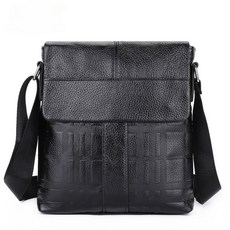 starbuysell TW 男性單肩包 真皮斜挎包 男包 商務牛皮包 休閒包包 肩背包 單肩包 真皮肩背包, 黑色真皮單肩包-8168,10寸