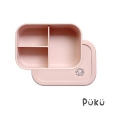 PUKU藍色企鵝 午茶華夫格分隔矽膠餐盒 (三色)P14347, 草莓格, 1個