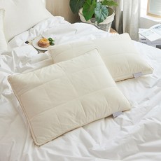 하이얀 구스베개 목편한 푹신한 편안한 거위털 베개, 1개, 아이보리