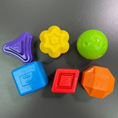 彩虹塞塞樂玩具 形狀顏色認知 手部精細動作訓練 嬰幼兒早教益智玩具, 1個, 【僅爲搖鈴】6顆