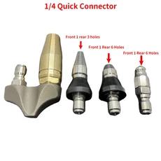 1/4 3/8 퀵 커넥터 전면 1 후면 6 홀 로트당 4 노즐 고압 하수구 배수 청소 노즐 하수구 제터 헤드, 02 1 of 4 4Pcs