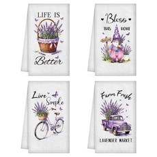 WADORN 4가지 스타일 할로윈 고딕 점술 핸드 타월 재미있는 마녀 타로 달 페이즈 햇빛 장식 접시 부드럽고 흡수력이 좋은 주방 행주 요리용 베이킹 집들이 선물 59.9, 라벤더 테마