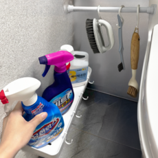 다비온 욕실 물빠짐 선반 + 틈새 압축봉, 화이트, 1세트