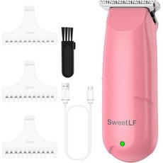 SweetLF 헤어 트리머 가이드 빗 3개가 있는 미니 클리퍼 남성 여성 베이비 펫용 USB 충전식 휴대용 핑크, Pink