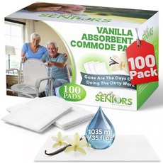 침대 옆 변기 라이너용 Commode 흡수성 패드 - 휴대용 가방용 100개 더러운 일을 더 이상 하지 않아도 됨 화장실 라이너 화장실용 배변 가방 의자 라이너, 바닐라