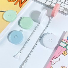 파스텔 컬러 2M 인치 센치 자동 양면 부드러운 줄자 라탄 위빙 공예 재료 원터치 휴대용 DIY 피팅 공예 휴대용 가벼운 스마트 다이어트 모이코, 화이트, 1개